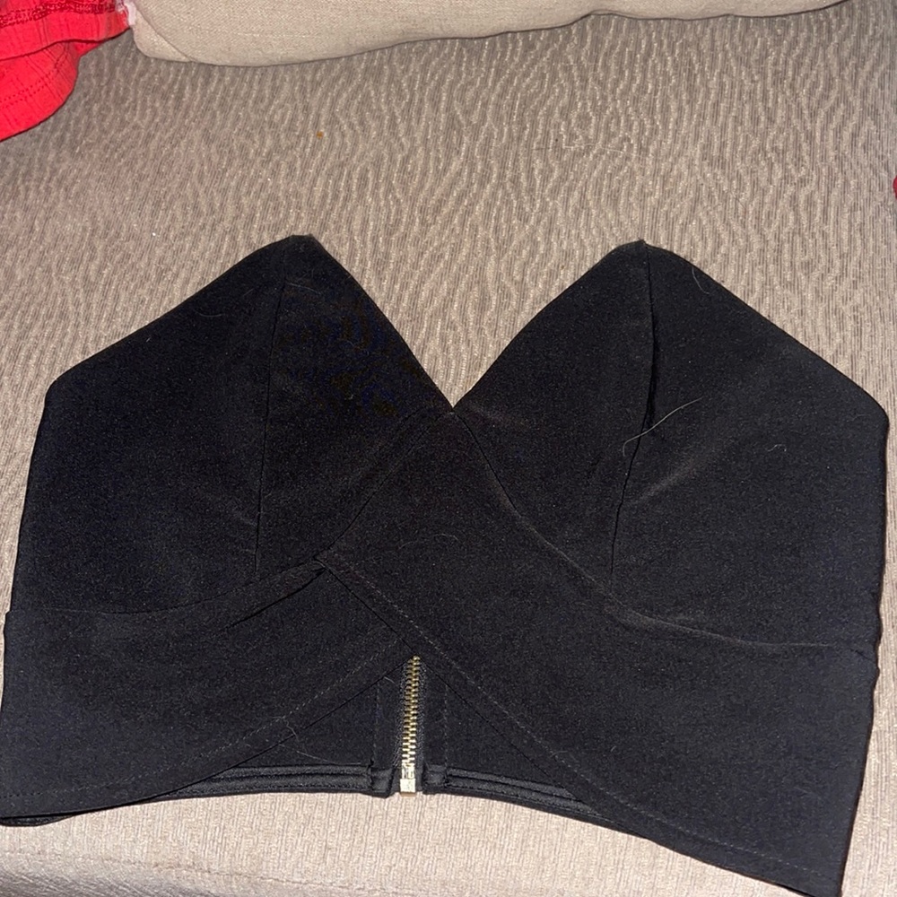 Black strapless Windsor top
